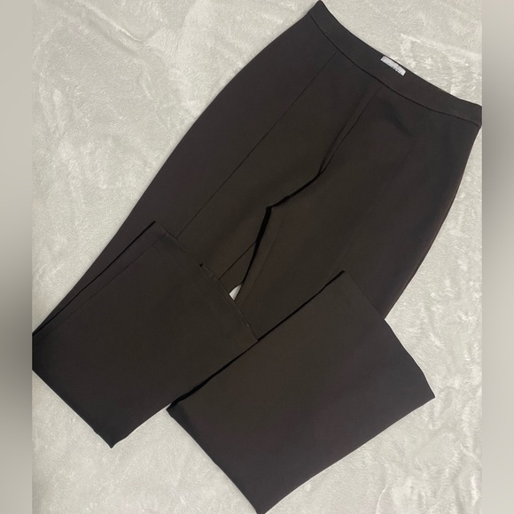 LUCY PARIS Kate Front Slit Trouser In Chocolate Brown. - Picture 3 of 12